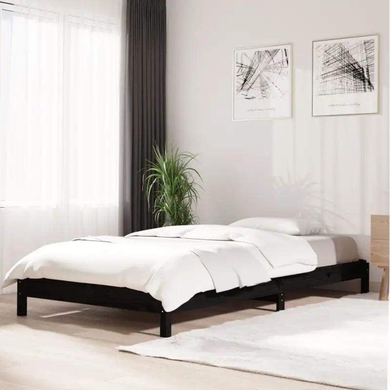 Massief Grenenhout Stapelbed voor Comfort en Tijdloos Design - Zwart / 75 x 190 cm - Bedden & bedframes