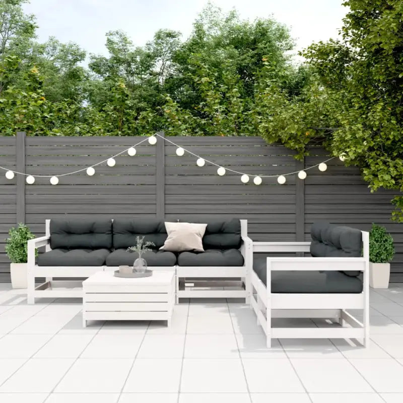Massief Grenenhout Tuinset met Gelat Ontwerp voor gezellige momenten - Wit grenenhout - Tuinsets