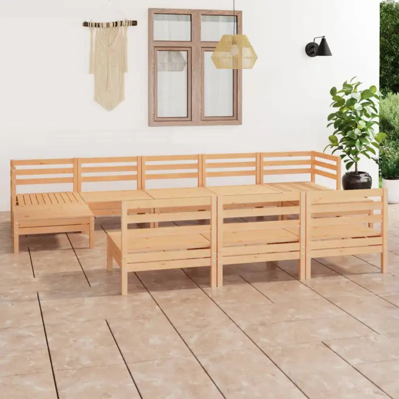 Massief Grenenhout Tuinset met Tafel en Voetenbank voor Ontspanning - Naturel - Tuinsets