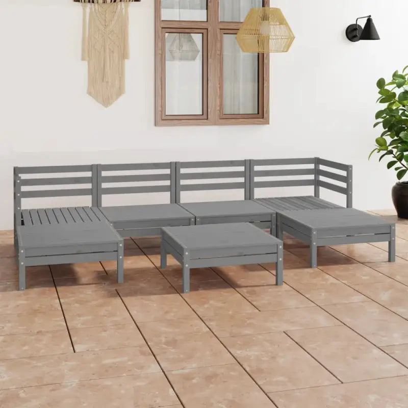 Massief Grenenhout Tuinset met Tafel en Voetenbank voor ontspanning - Tuinsets