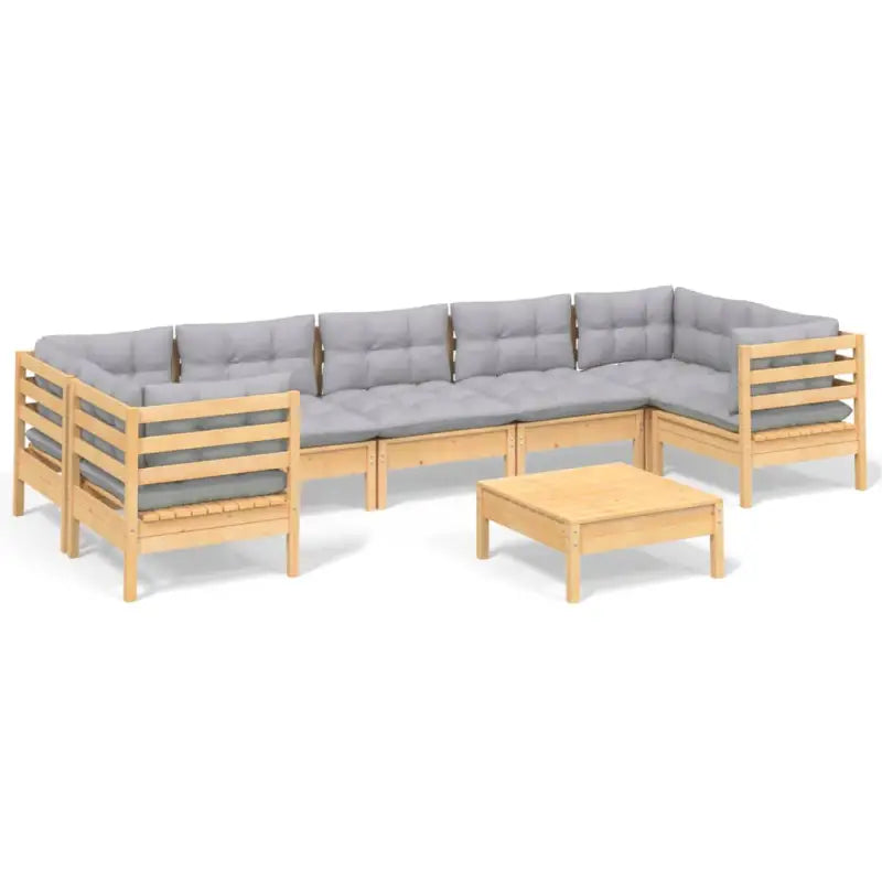 Massief Grenenhout Tuinset met voetenbank en comfortabele rug en zijkussen - Tuinsets