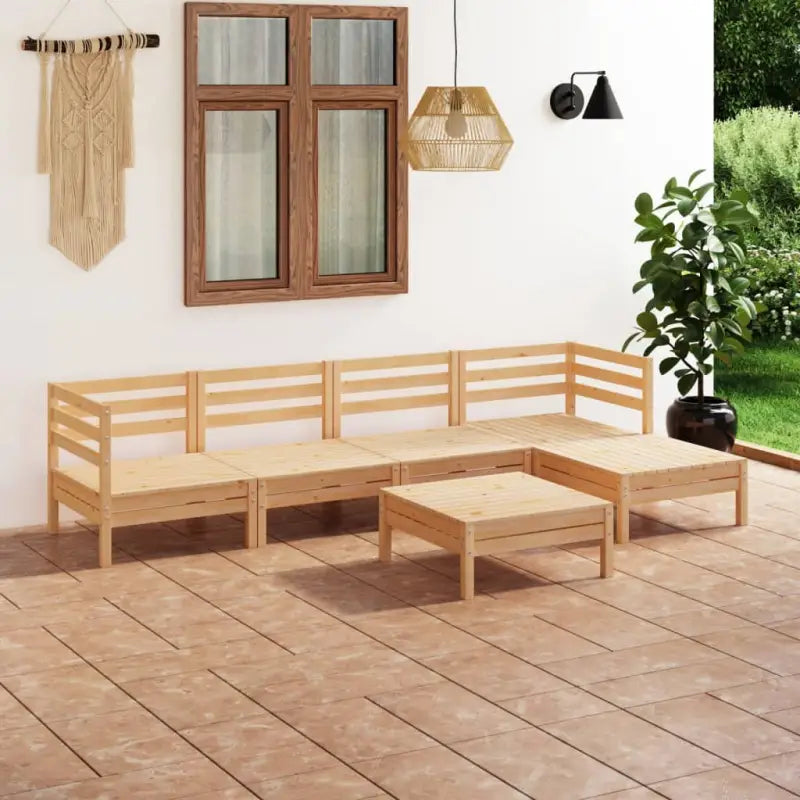Massief grenenhout tuinset met voetenbank en tafel voor ontspanning - Bruin - Tuinsets
