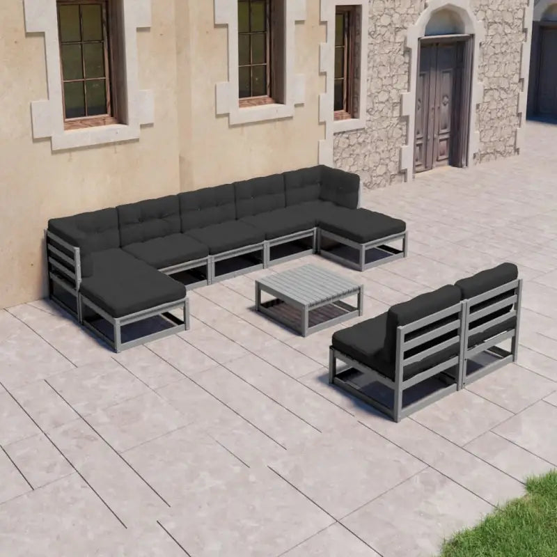 Massief grenenhout tuinset voor genieten en ontspannen in de tuin - Grijs / Ja - Tuinsets