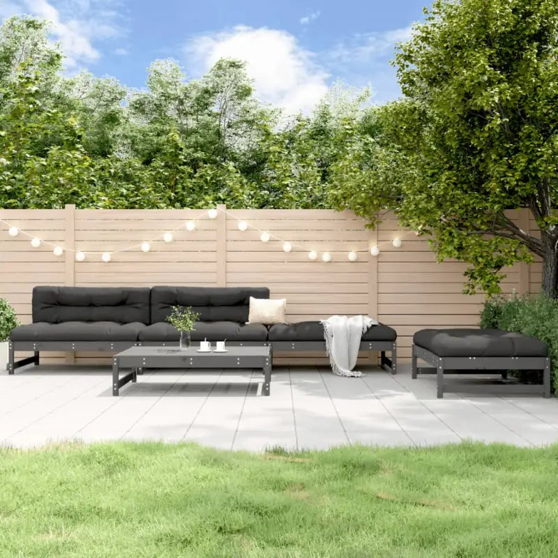 Massief Grenenhout Tuinset voor Loungeplezier in de Tuin - Grijs - Tuinsets