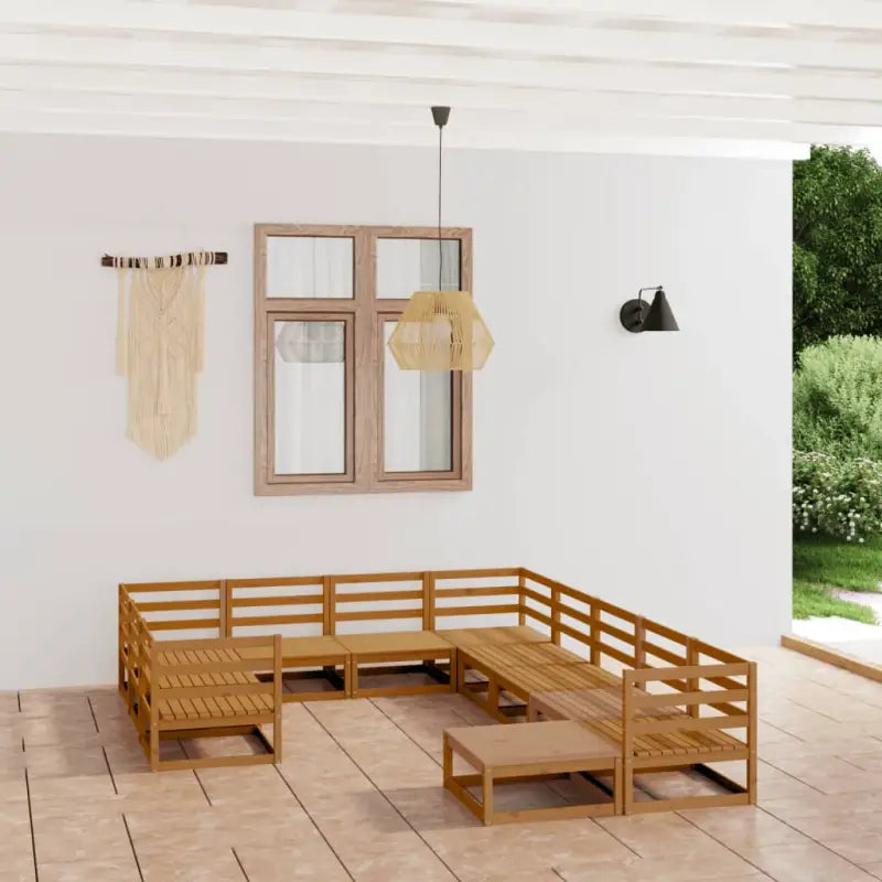 Massief Grenenhout tuinset voor ontspannen buitenmomenten - Honingbruin / Nee - Tuinsets