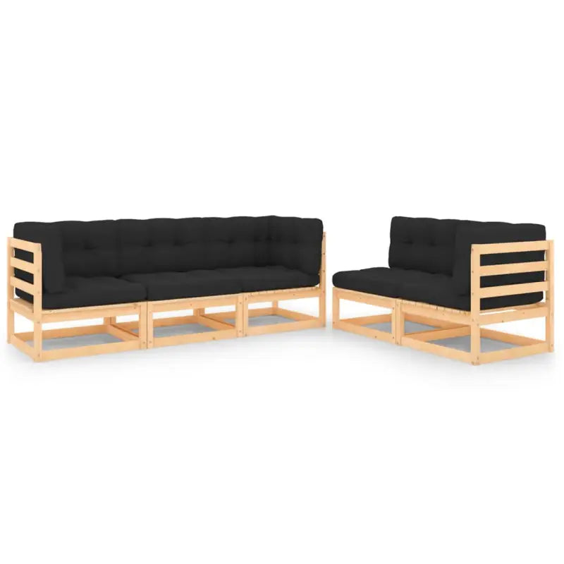 Massief grenenhout tuinset voor ontspannen genieten in de tuin - Naturel en antraciet / Ja - Tuinsets