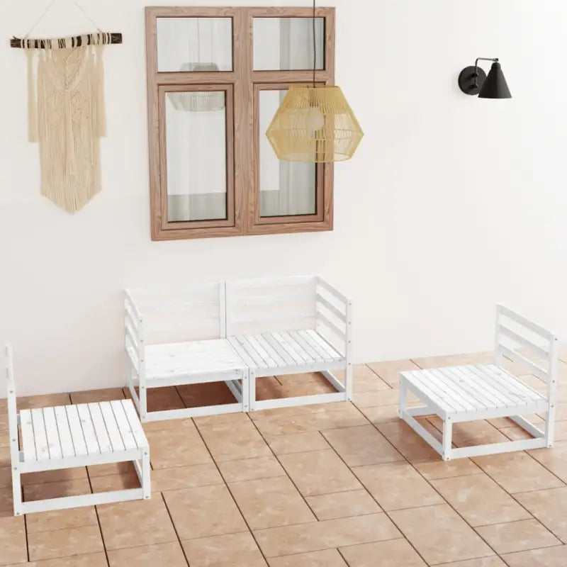 Massief grenenhout tuinset voor ontspanning en genieten in de tuin - Wit / Nee - Tuinsets
