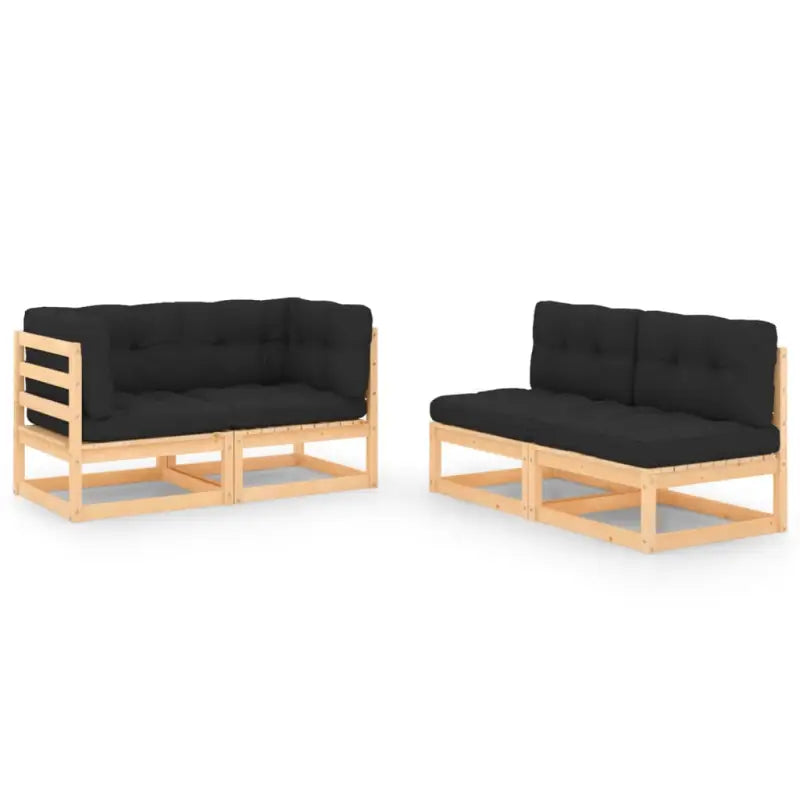 Massief grenenhout tuinset voor ontspanning en genieten in de tuin - Naturel en antraciet / Ja - Tuinsets