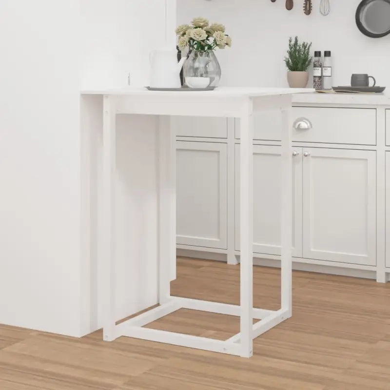 Massief grenenhouten bartafel voor gezellige eettafels en feestjes - Wit / 80 x 80 x 110 cm / 1 - Eettafels