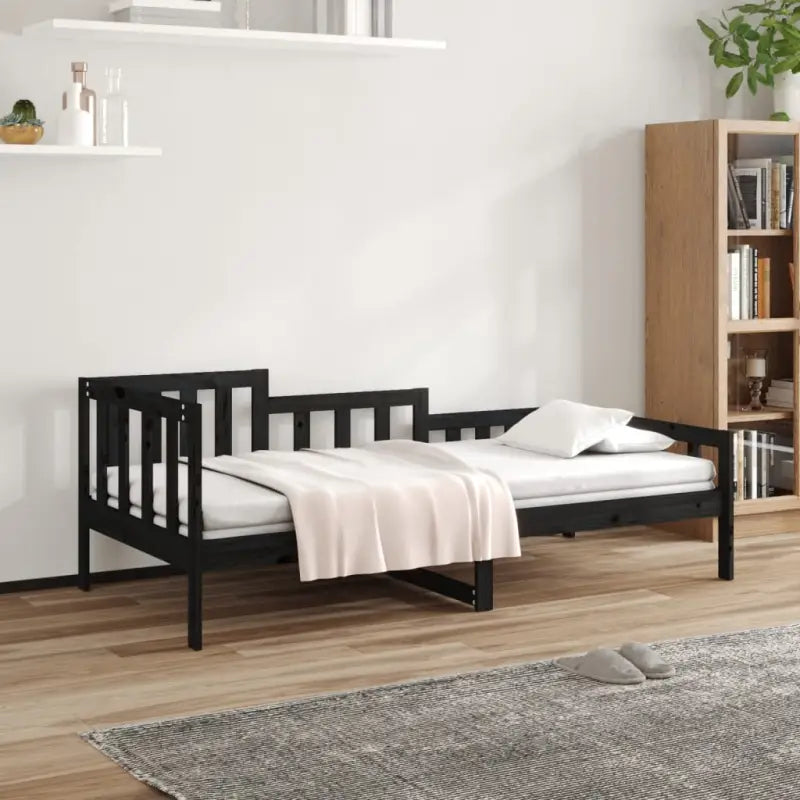 Massief Grenenhouten Bedden en Slaapbanken voor woonkamer en slaapkamer - Zwart / 90 x 200 cm - Bedden & bedframes