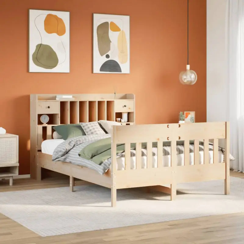 Massief Grenenhouten Bedframe met Extra Opbergruimte voor een Goede Nachtrust - Naturel / 160 x 200 cm - Bedden &