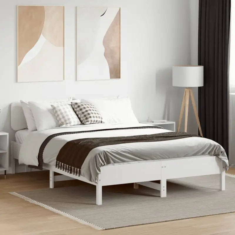 Massief grenenhouten bedframe met multiplex lattenbodem voor een goede nachtrust - Wit / 150 x 200 cm - Bedden &