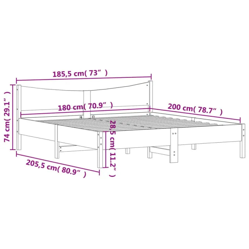 Massief Grenenhouten bedframe met multiplex lattenbodem en uitstekende ondersteuning - Bedden & bedframes