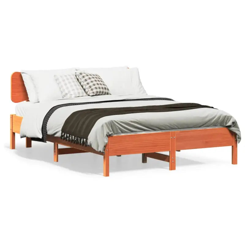 Massief grenenhouten bedframe met multiplex lattenbodem voor een goede nachtrust - Wasbruin / 120 x 190 cm - Bedden &