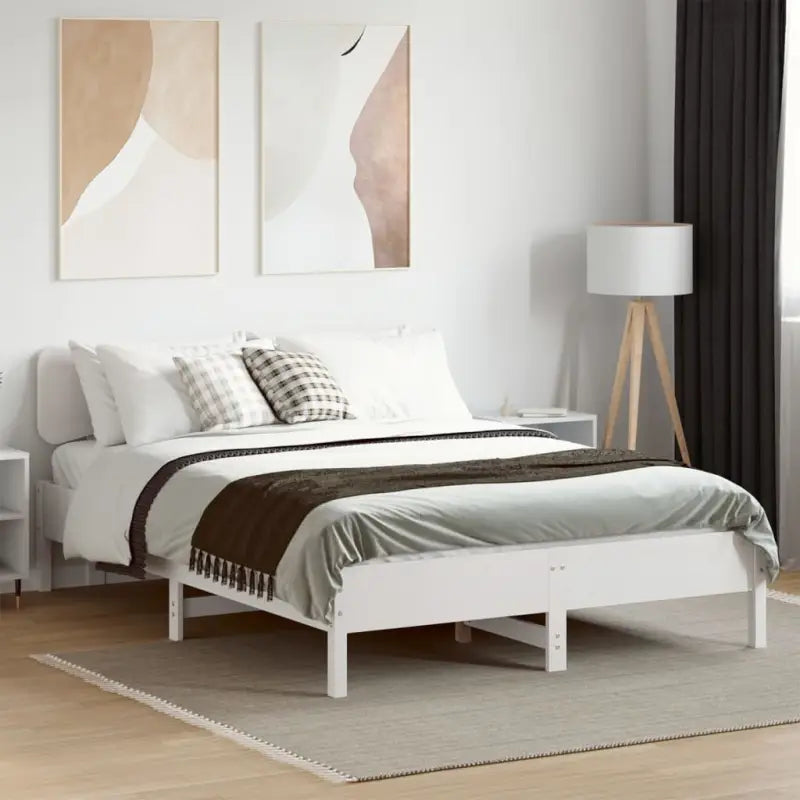 Massief grenenhouten bedframe met multiplex lattenbodem voor een goede nachtrust - Wit / 140 x 200 cm - Bedden &