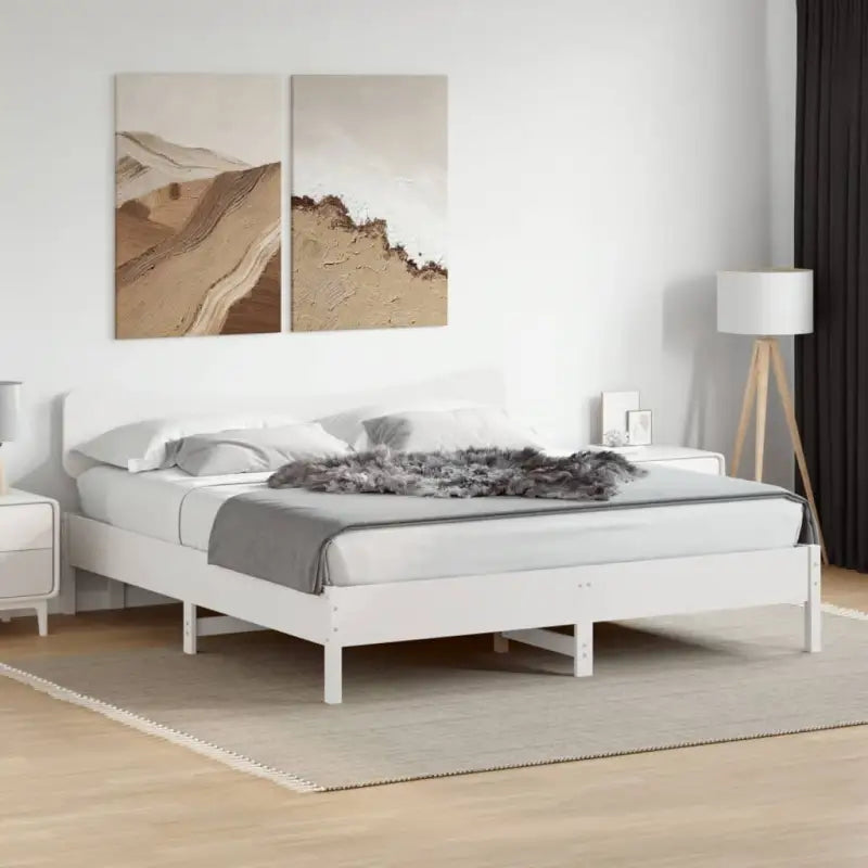 Massief grenenhouten bedframe met multiplex lattenbodem voor een goede nachtrust - Wit / 160 x 200 cm - Bedden &