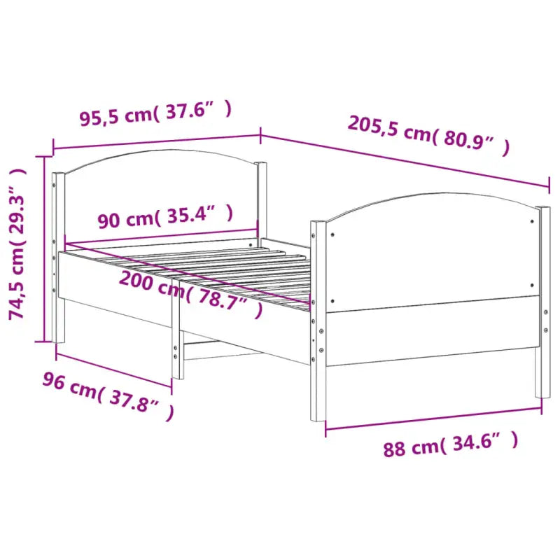 Massief Grenenhouten Bedframe met Multiplex Lattenbodem - Bedden & bedframes