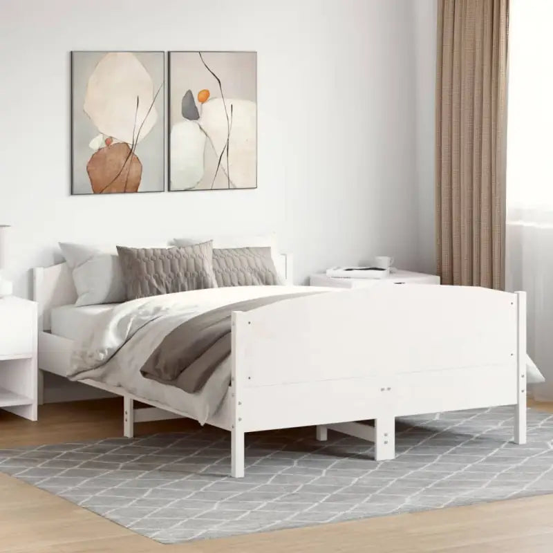 Massief Grenenhouten Bedframe met Multiplex Lattenbodem - Wit / 120 x 190 cm - Bedden & bedframes