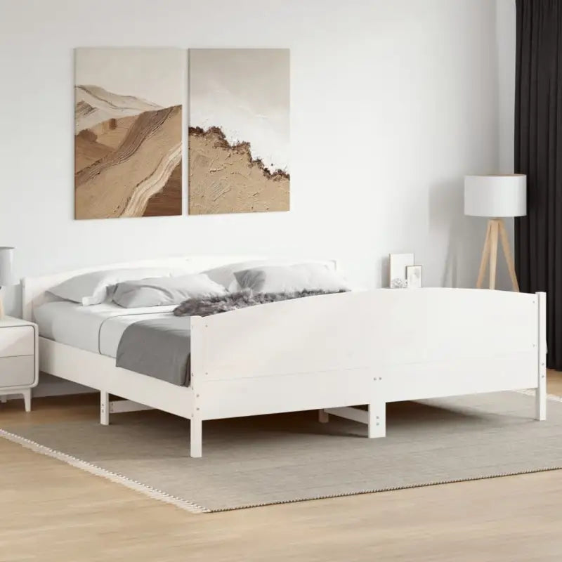 Massief Grenenhouten Bedframe met Multiplex Lattenbodem - Wit / 180 x 200 cm - Bedden & bedframes