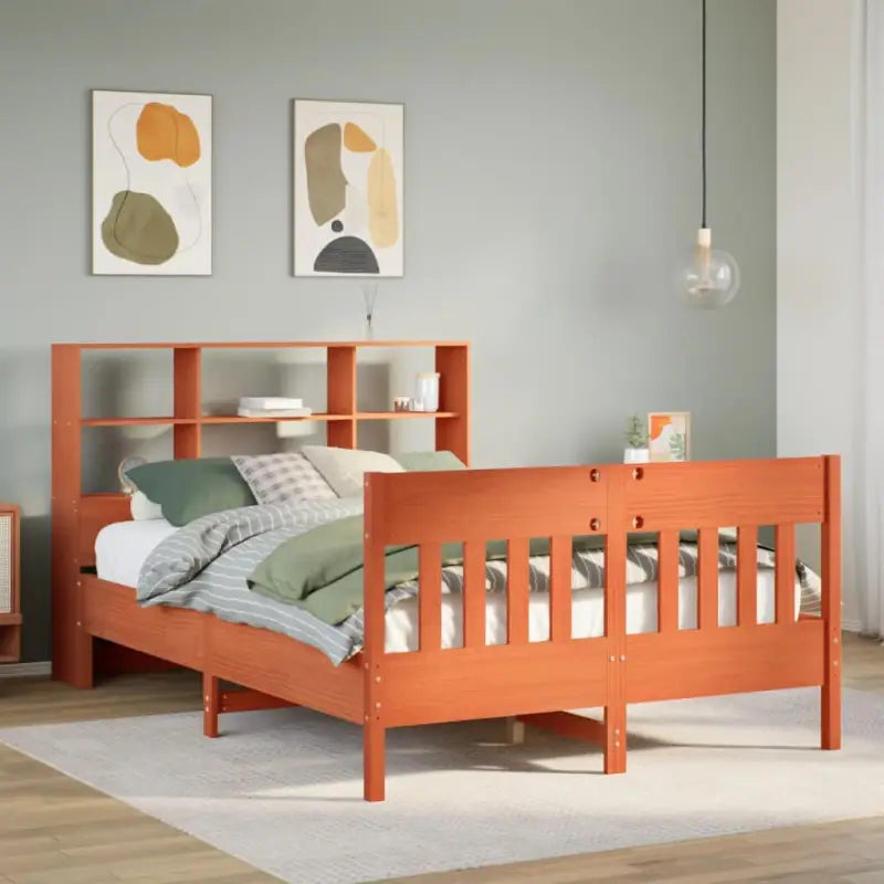 Massief grenenhouten bedframe met uitstekende ondersteuning voor een goede nachtrust - Wasbruin / 120 x 190 cm - Bedden