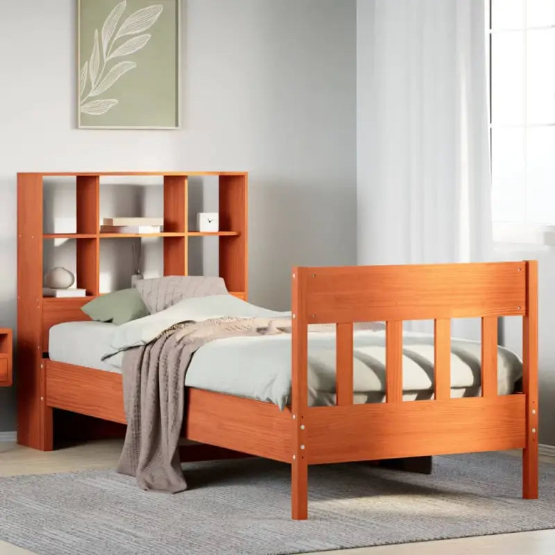 Massief grenenhouten bedframe met uitstekende ondersteuning voor een goede nachtrust - Wasbruin / 90 x 200 cm - Bedden