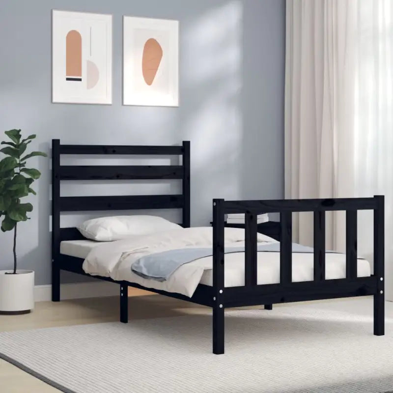 Massief grenenhouten bedframe voor een goede nachtrust en natuurlijke uitstraling - Zwart / 100 x 200 cm - Bedden &