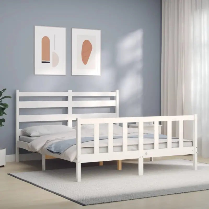 Massief grenenhouten bedframe voor een goede nachtrust en natuurlijke uitstraling - Wit / 160 x 200 cm - Bedden &