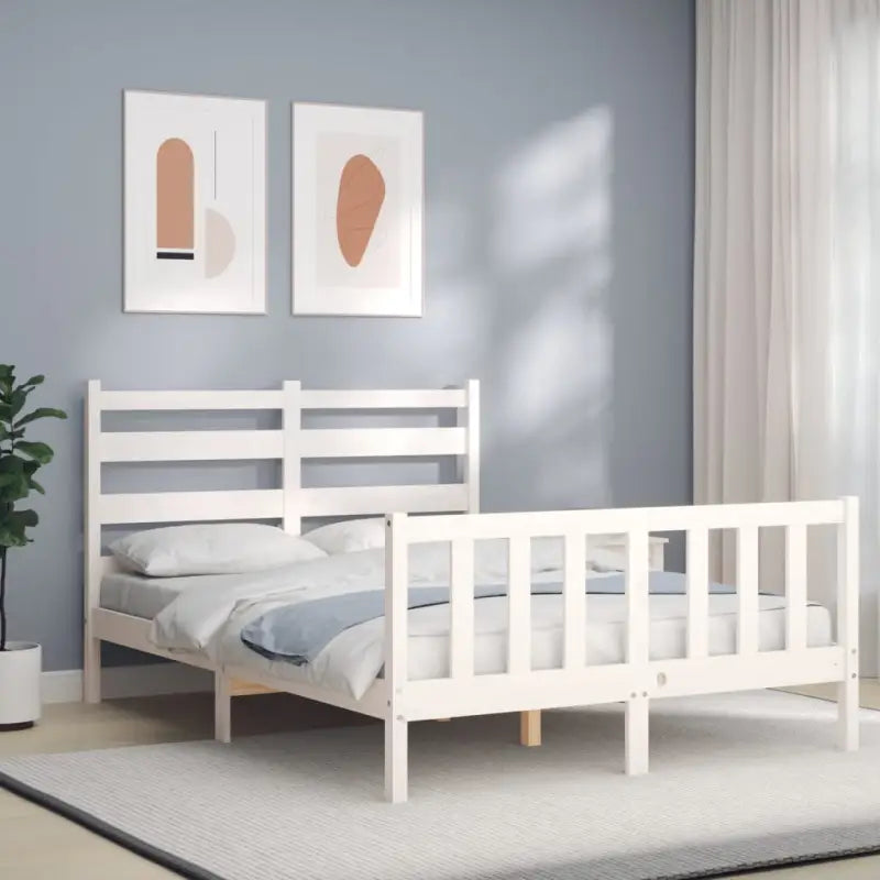 Massief grenenhouten bedframe voor een goede nachtrust en natuurlijke uitstraling - Wit / 140 x 190 cm - Bedden &