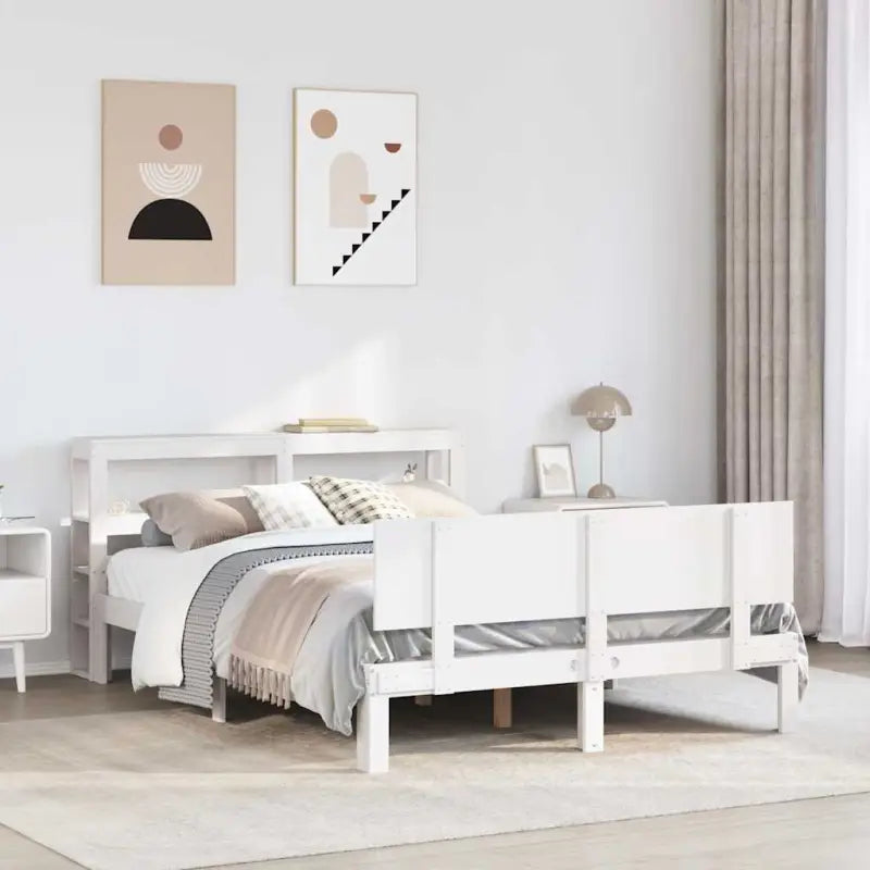 Massief grenenhouten bedframe voor een goede nachtrust - Wit / 135 x 190 cm - Bedden & bedframes