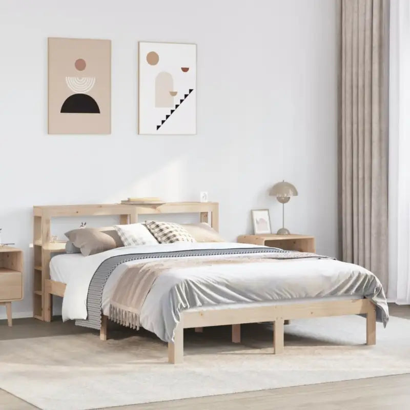 Massief Grenenhouten Bedframe voor een Natuurlijk en Comfortabel Slaapplekje - Wasbruin / 180 x 200 cm - Bedden &