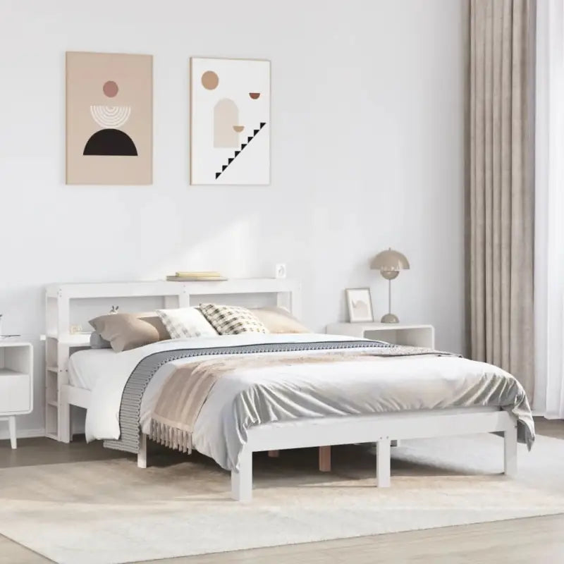 Massief Grenenhouten Bedframe voor een Natuurlijk en Comfortabel Slaapplekje - Wit / 140 x 190 cm - Bedden & bedframes