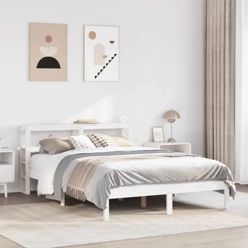 Massief grenenhouten bedframe voor een natuurlijke en comfortabele slaapkamer - Wit / 135 x 190 cm - Bedden & bedframes