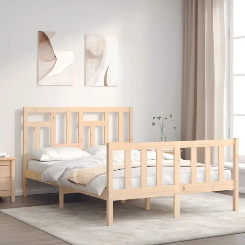 Massief Grenenhouten Bedframe voor een Natuurlijke en Comfortabele Slaapruimte - Naturel / 135 x 190 cm - Bedden &