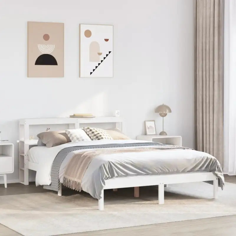 Massief grenenhouten bedframe voor een natuurlijke en comfortabele slaapkamer - Wit / 140 x 200 cm - Bedden & bedframes
