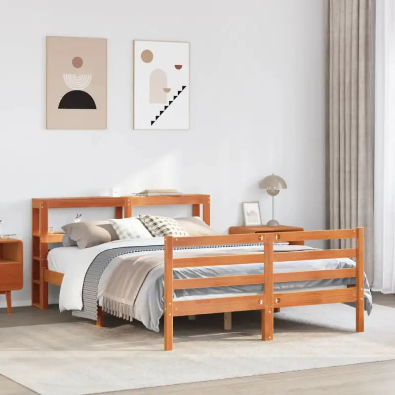 Massief grenenhouten bedframe voor een natuurlijke en comfortabele slaapkamer - Wasbruin / 160 x 200 cm - Bedden &
