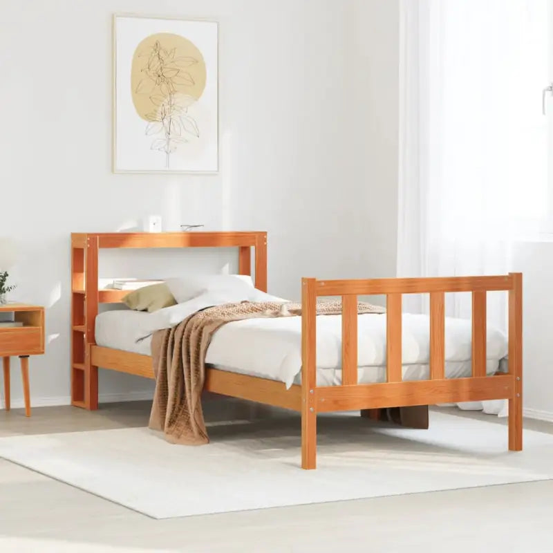 Massief Grenenhouten Bedframe voor een Natuurlijke en Decoratieve Look - Bruin / 75 x 190 cm - Bedden & bedframes