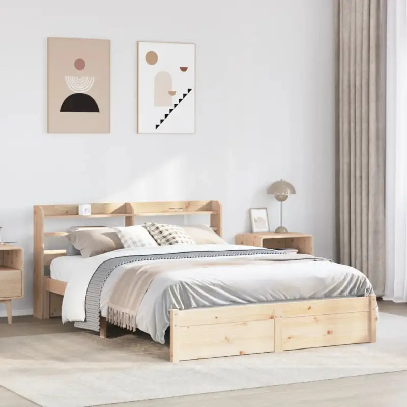 Massief Grenenhouten bedframe voor een natuurlijke en praktische uitstraling - Bruin / 140 x 200 cm - Bedden & bedframes