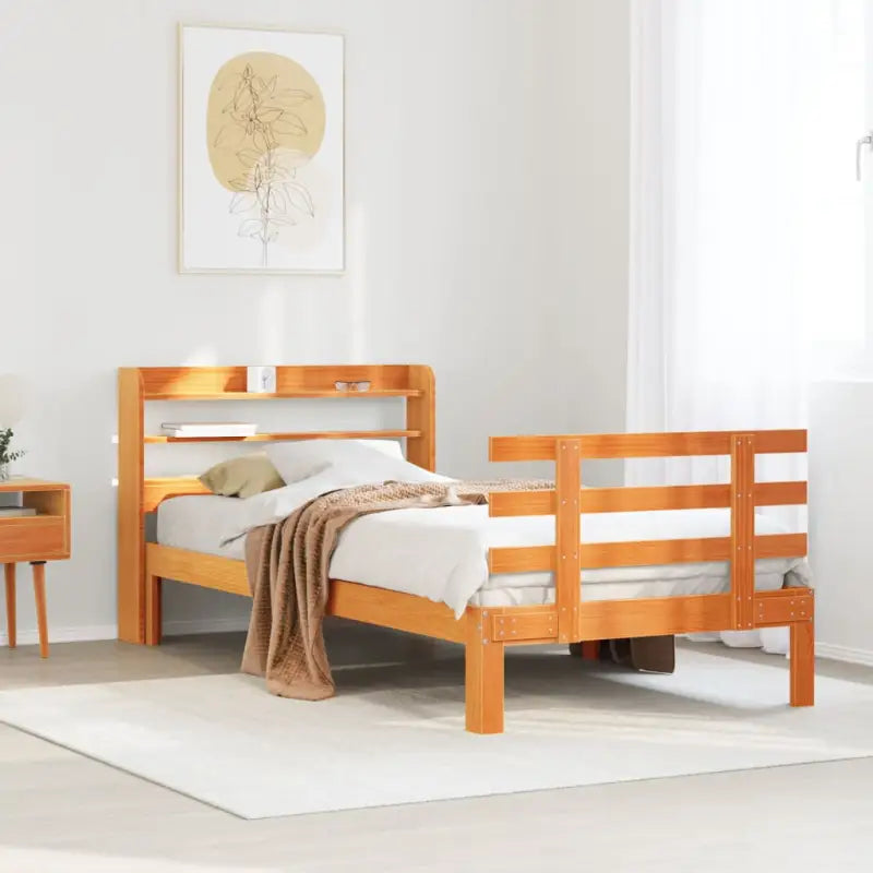 Massief grenenhouten bedframe voor goede nachtrust en natuurlijke stijl - Wasbruin / 75 x 190 cm - Bedden & bedframes