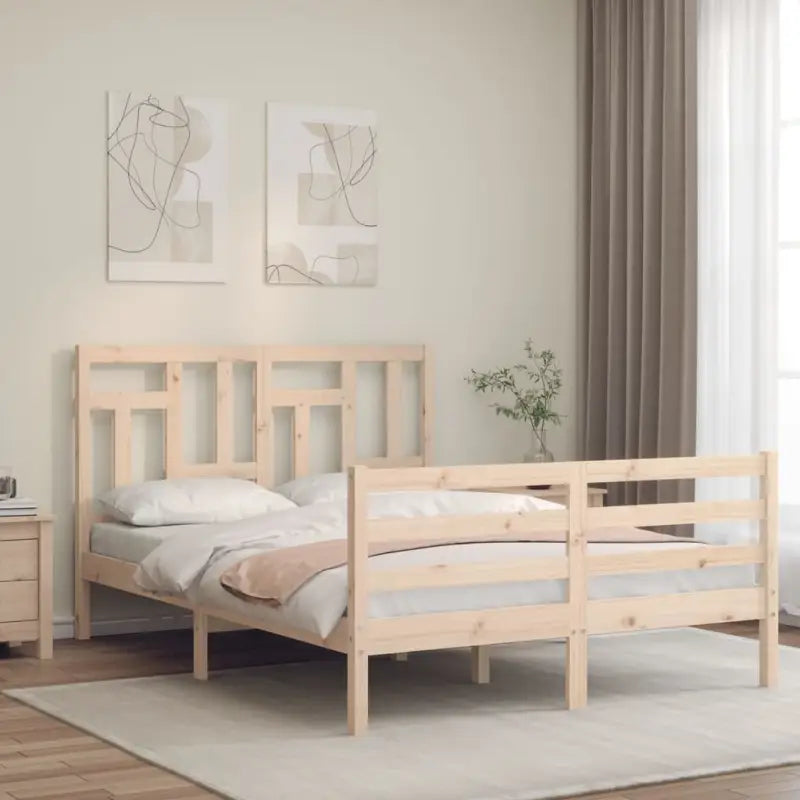 Massief Grenenhouten Bedframe voor Natuur en Comfort in Jouw Interieur - Naturel / 120 x 200 cm - Bedden & bedframes