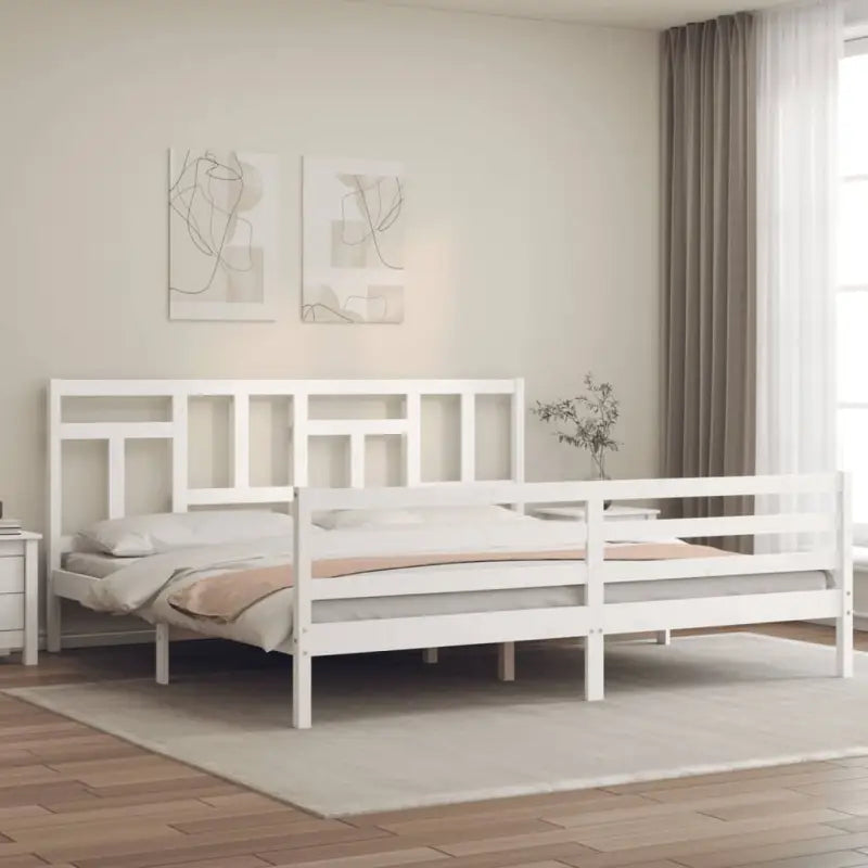 Massief Grenenhouten Bedframe voor Natuur en Comfort in Jouw Interieur - Wit / 200 x 200 cm - Bedden & bedframes