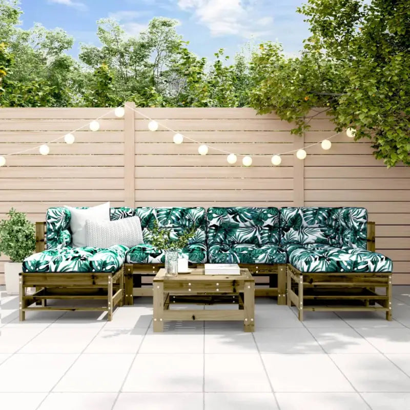 Massief Grenenhouten Loungeset voor in de Tuin met Zachte Kussens - Bruin - Tuinsets