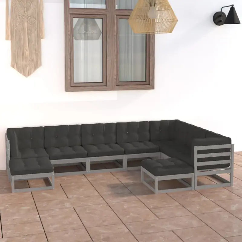 Massief Grenenhouten Tuinset voor Ontspanning en Buitenplezier - Grijs / Ja - Tuinsets