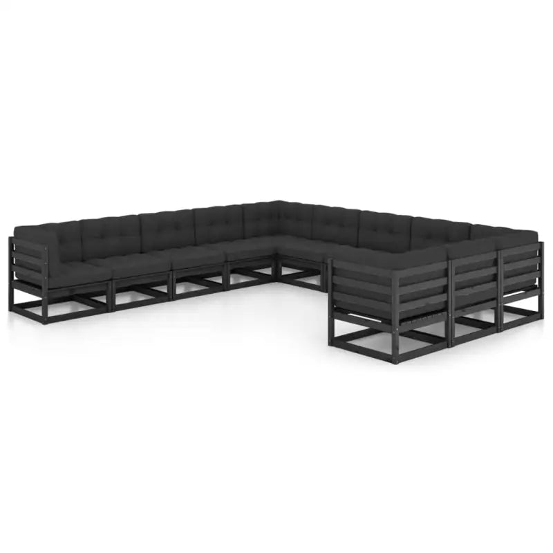 Massief Grenenhouten Tuinset voor Ontspanning en Gezelligheid - Zwart / Ja - Tuinsets