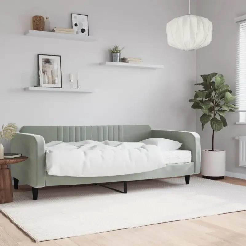 Massief hout 2-in-1 dagbed met modern ontwerp voor woon- of slaapkamer - Lichtgrijs / 100 x 200 cm / met matras