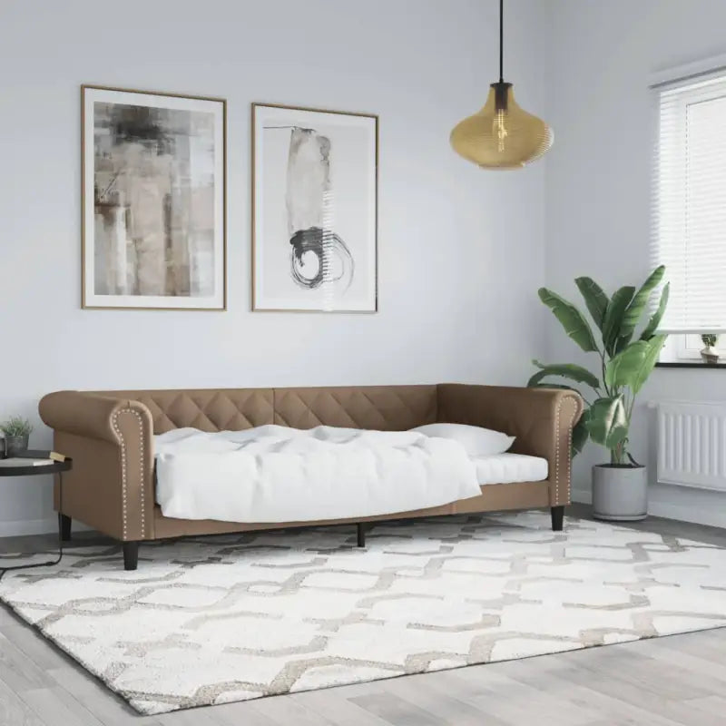 Massief hout 2-in-1 dagbed met modern ontwerp voor woonkamer of slaapkamer - Cappuccino / 80 x 200 cm / zonder matras