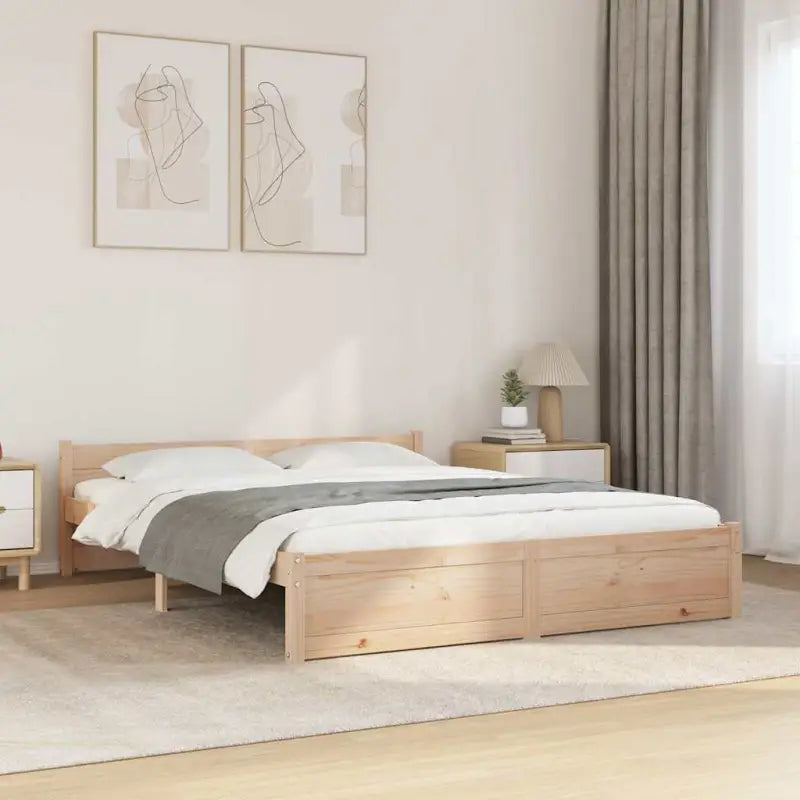 Massief hout bedframe van massief grenenhout met levering bevat - Naturel / 140 x 200 cm - Bedden & bedframes