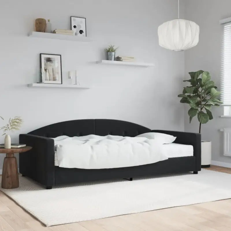 Massief hout dagbed met modern ontwerp voor woonkamer en slaapkamer - Zwart / 100 x 200 cm / met matras - Bedden &