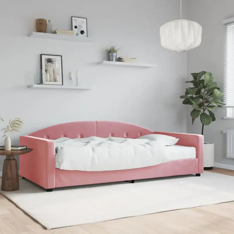 Massief hout dagbed met modern ontwerp voor woonkamer en slaapkamer - Roze / 100 x 200 cm / met matras - Bedden &