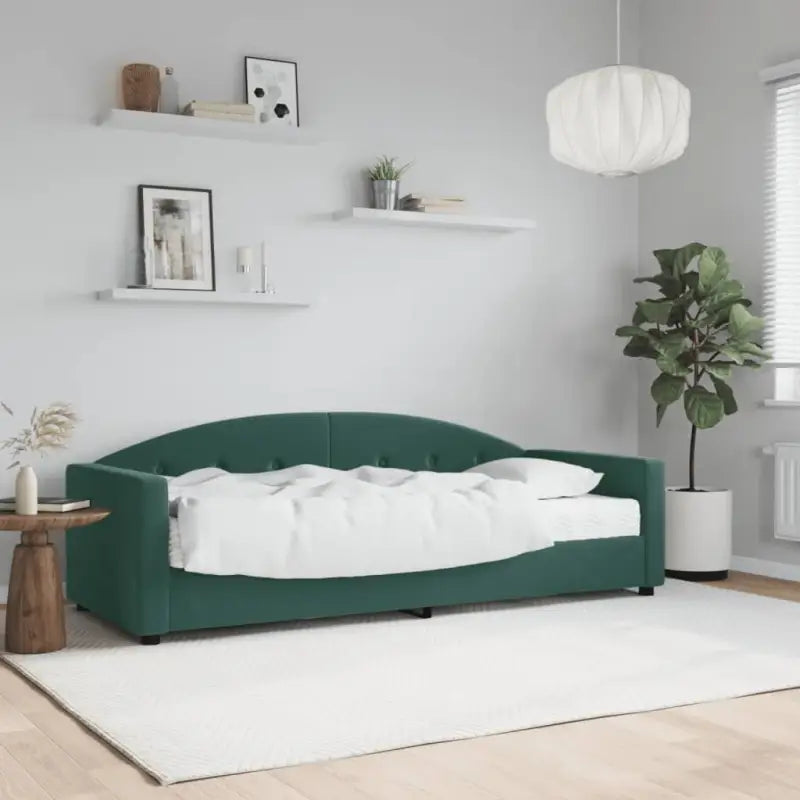 Massief hout dagbed met modern ontwerp voor woonkamer en slaapkamer - Donkergroen / 80 x 200 cm / met matras - Bedden &