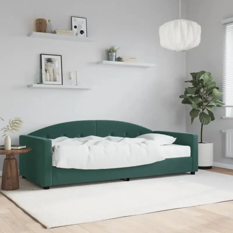 Massief hout dagbed met modern ontwerp voor woonkamer en slaapkamer - Donkergroen / 90 x 200 cm / met matras - Bedden &
